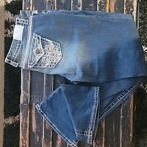 MAURICES PREMIUM size 14 embellished light wash boot cut jean
